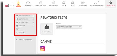 gerenciar midias sociais mlabs exportar