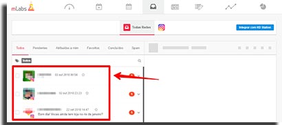 gerenciar midias sociais mlabs mensagens