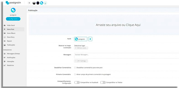 gerenciamento de midias sociais postgrain