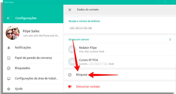 bloquear usuários do zap