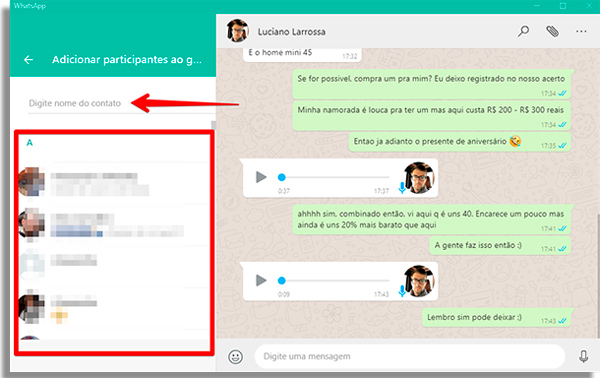 como usar whatsapp pelo pc contatos