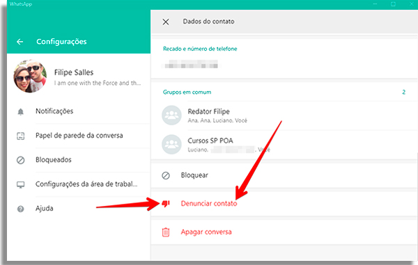 como denunciar usuario por spam ou golpe