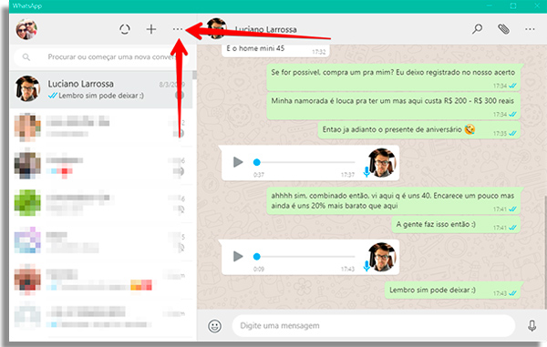 acessar menu no app para computador ou mac