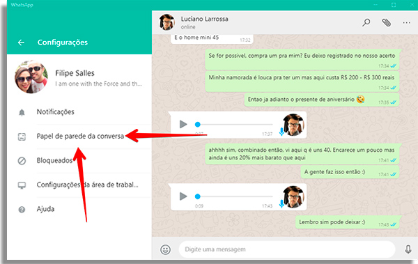 acessar papeis de parede do app