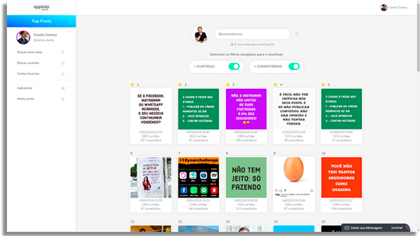 use a ferramenta para descobrir posts populares
