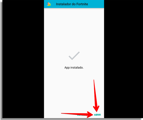 abrir o aplicativo para instalar o game
