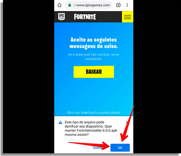 como baixar fortnite no android autorizar