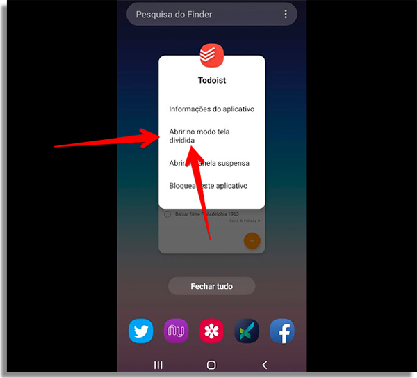 como dividir a tela no android 9 dividida