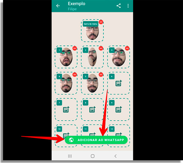 adicione os stickers