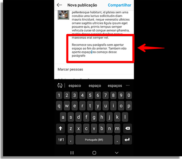 Como pular linha no Instagram de 4 maneiras diferentes - 21
