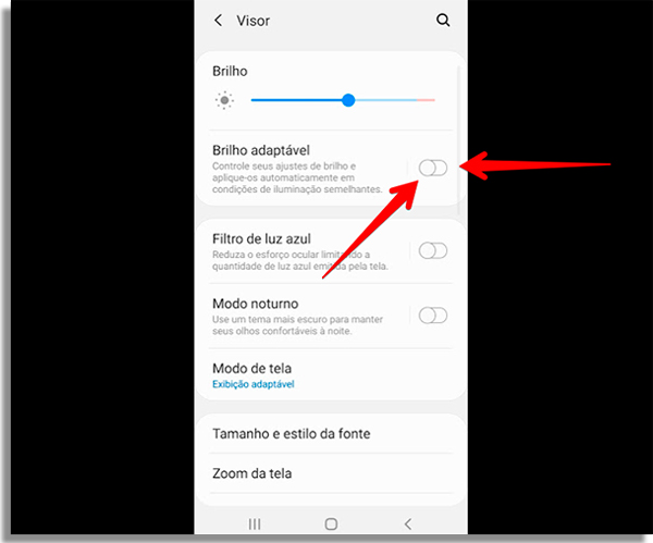 ative o brilho adaptavel