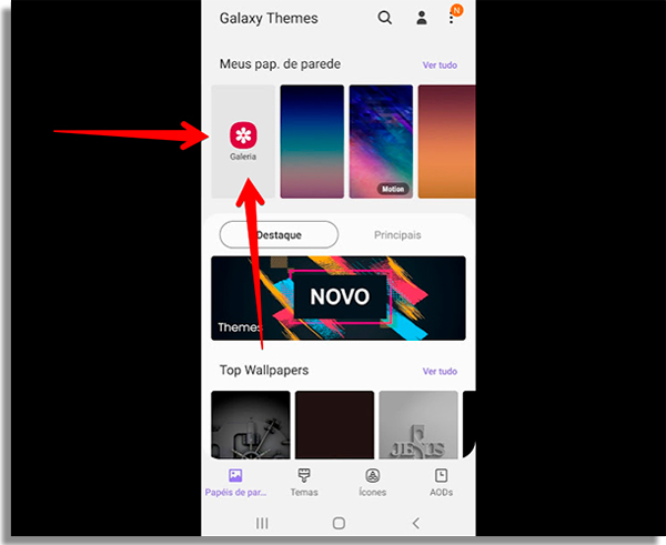 acesse a galeria para escolher um papel de parede