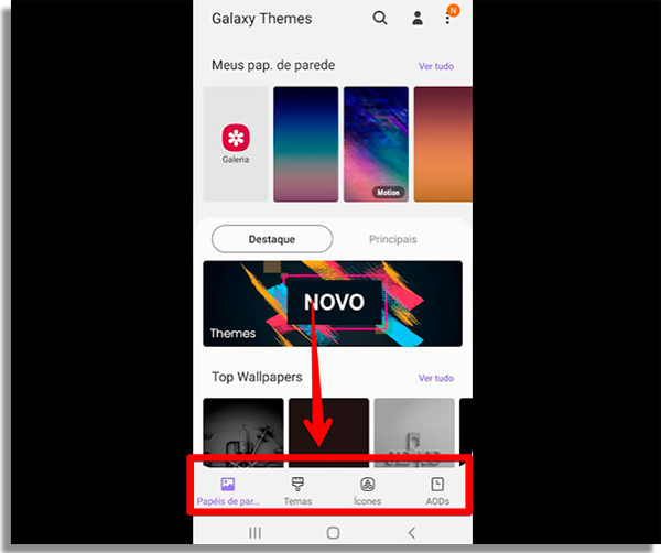 veja as opcoes de tema para seu aparelho