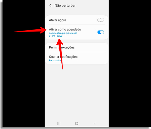 acesse o menu de agendamento do silencioso