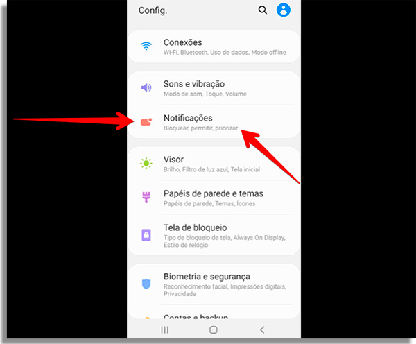 acesse a area de notificacoes do android