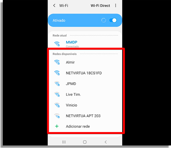 veja as redes do seu android para aprender a configurar o aparelho