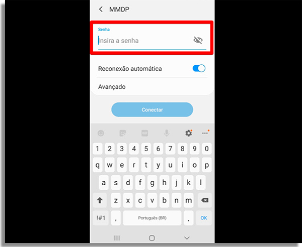 insira a senha da conexao