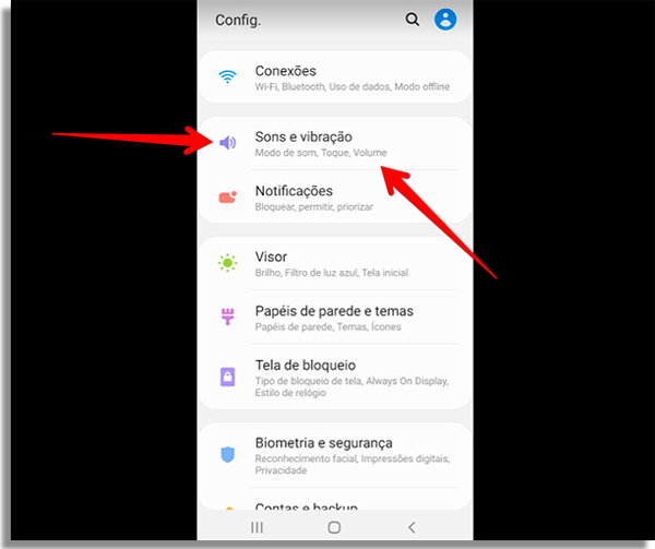 acesse o menu de sons para mais um passo de como configurar meu android