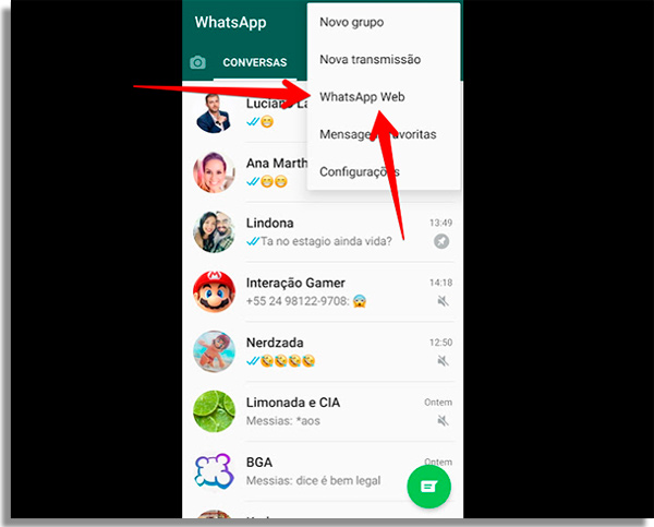 escolha o zap na web