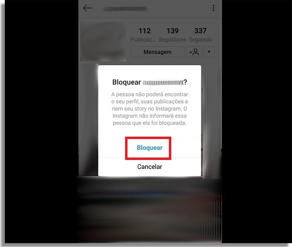 confirme o bloqueio
