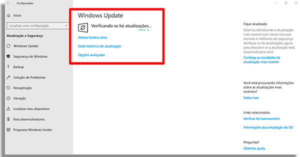 como atualizar o windows 10 verificando
