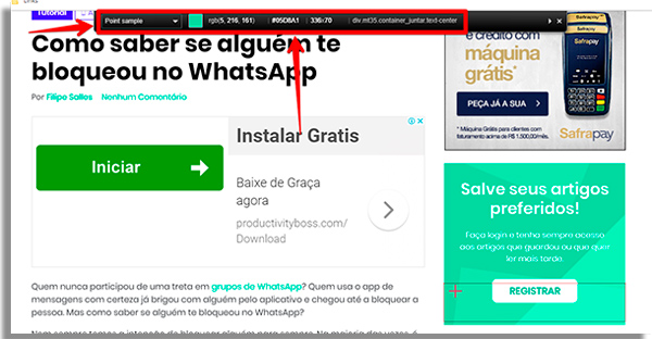 Como capturar cores no Google Chrome - 57
