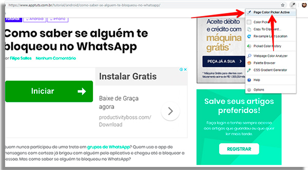 Como capturar cores no Google Chrome - 50