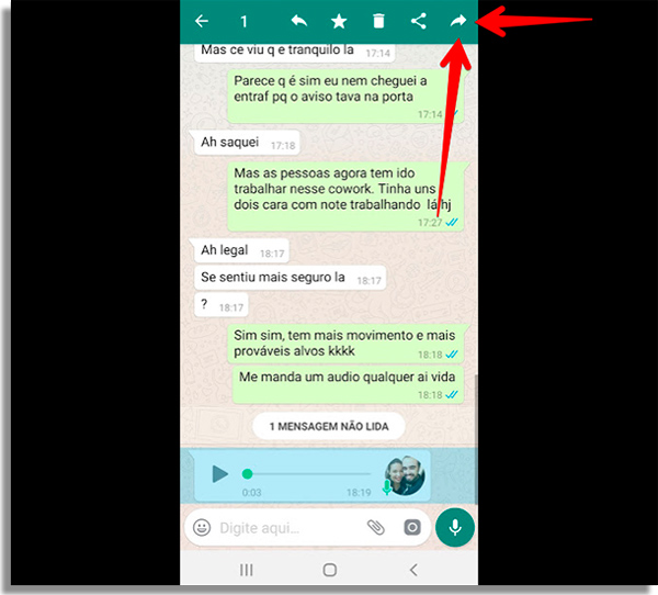como ouvir audios whatsapp encaminhar