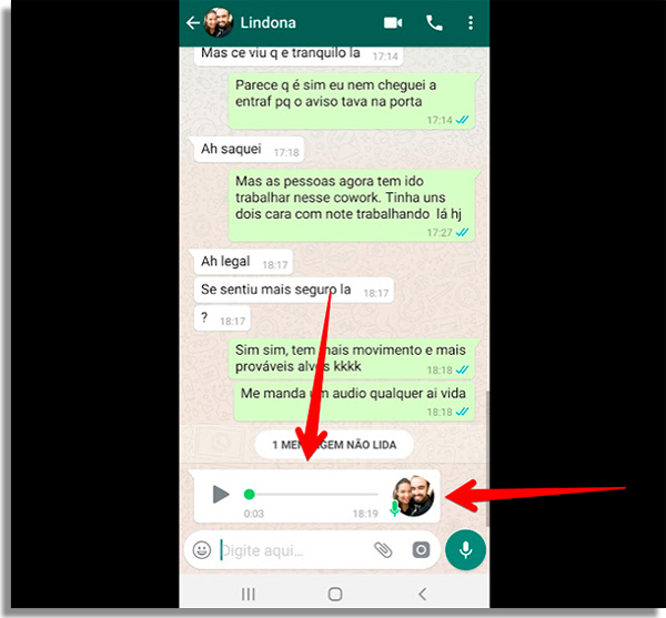 como ouvir audios whatsapp pressionar