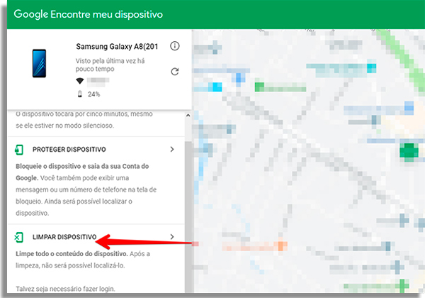 rastrear celular android limpar