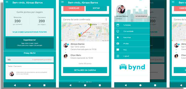 telas do app bynd