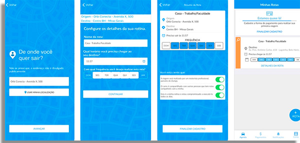 telas do app zumpy