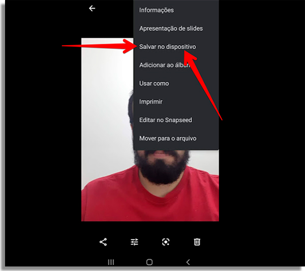 salve sua foto de volta no celular
