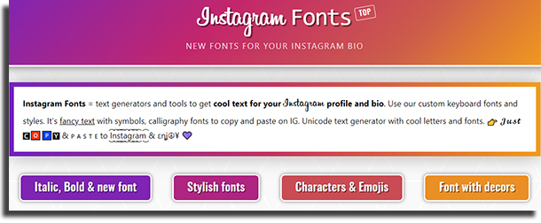 Fontes para Instagram Fonts Top