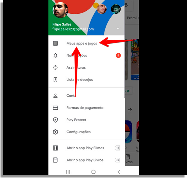 acesse a opcao meus apps