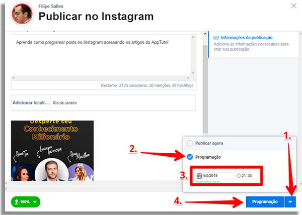 programe sua publicacao