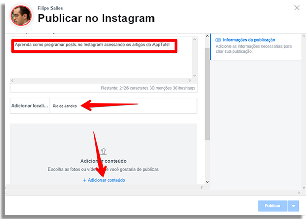 programar posts instagram publicacao