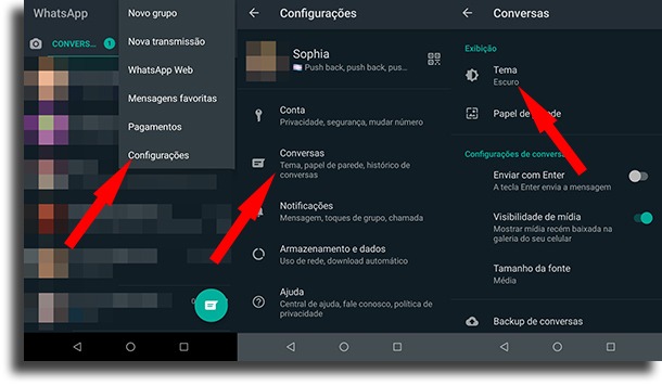 Modo escuro no WhatsApp
