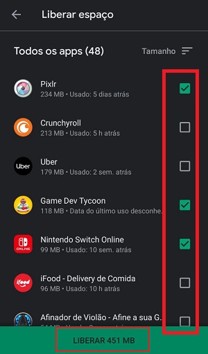 apagar apps no android