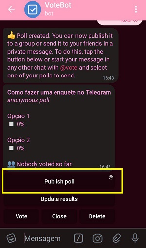 enviar enquetes do telegram