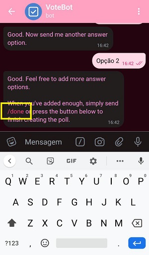 finalizar enquetes do telegram