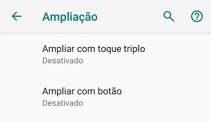gestos de ampliação
