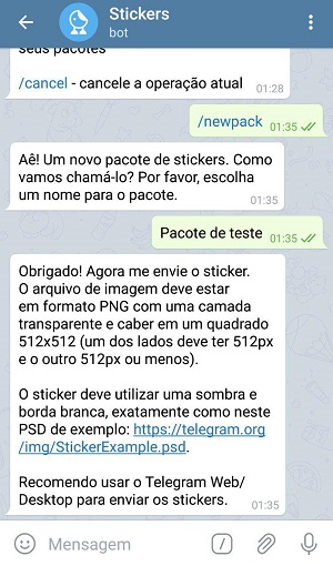 pacote de figurinhas no telegram
