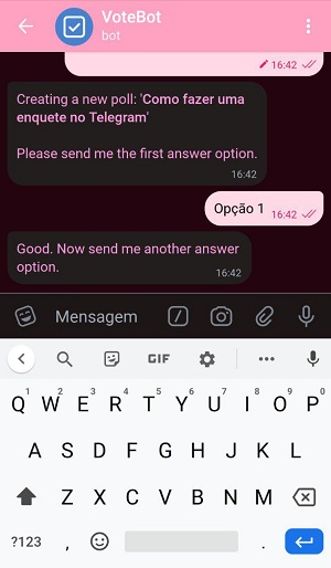 respostas para enquetes do telegram