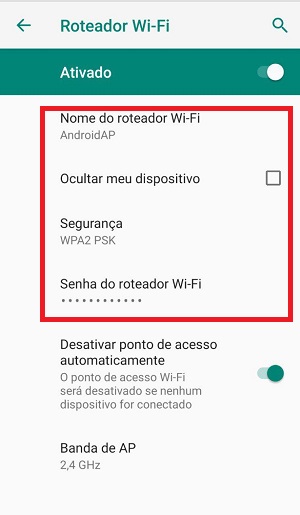 roteador android opções
