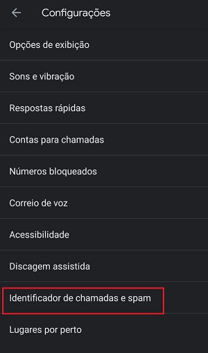 evitar chamadas de spam