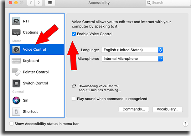 Controle por voz macOS Catalina