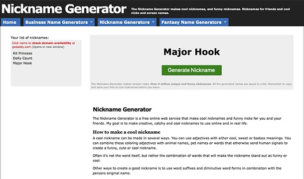 Online Name Generator screen name generators