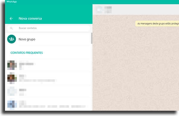 nova conversa atalhos para o WhastApp Web