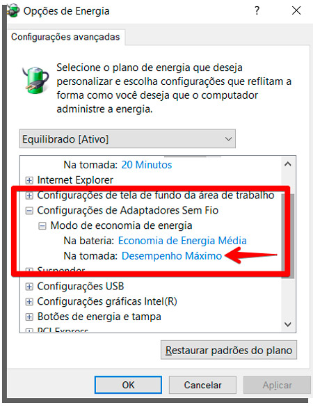 maximo uso de energia na conexao